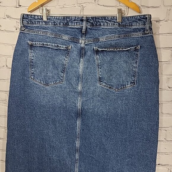 A.N.A Y2K High Rise Denim Maxi Skirt Pockets Womens Plus Sz 16W Stretch Jean - Picture 8 of 12